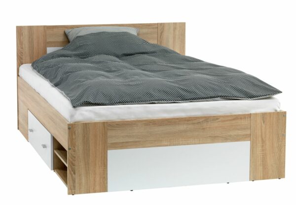 Bed frame FAVRBO 160x200 oak/white - Image 2