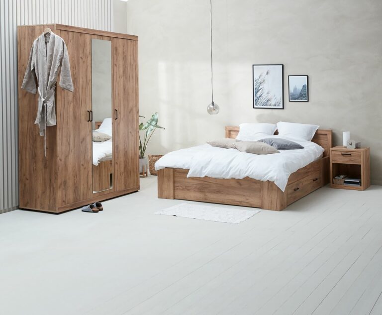 Bedside table LINTRUP 1 drawer oak JYSK