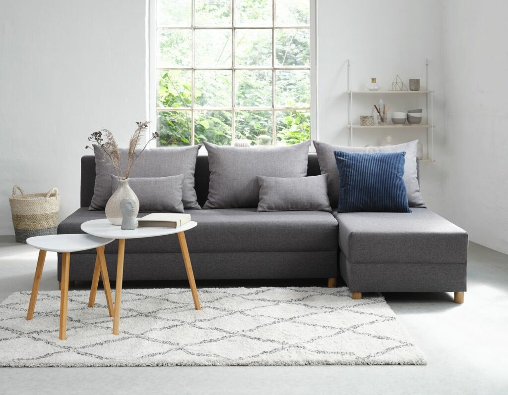 Sofa bed chaise longue HAMPEN grey JYSK