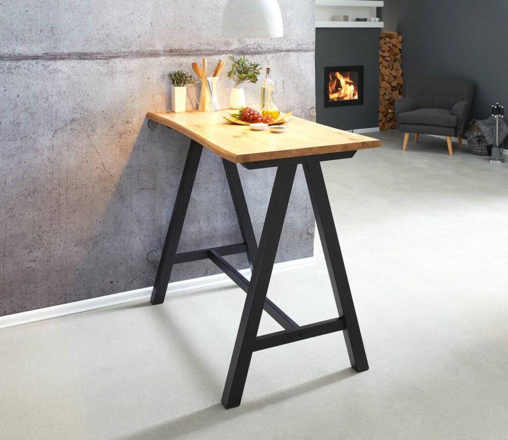 Bar table SANDBY 71x128 natural oak/black - JYSK