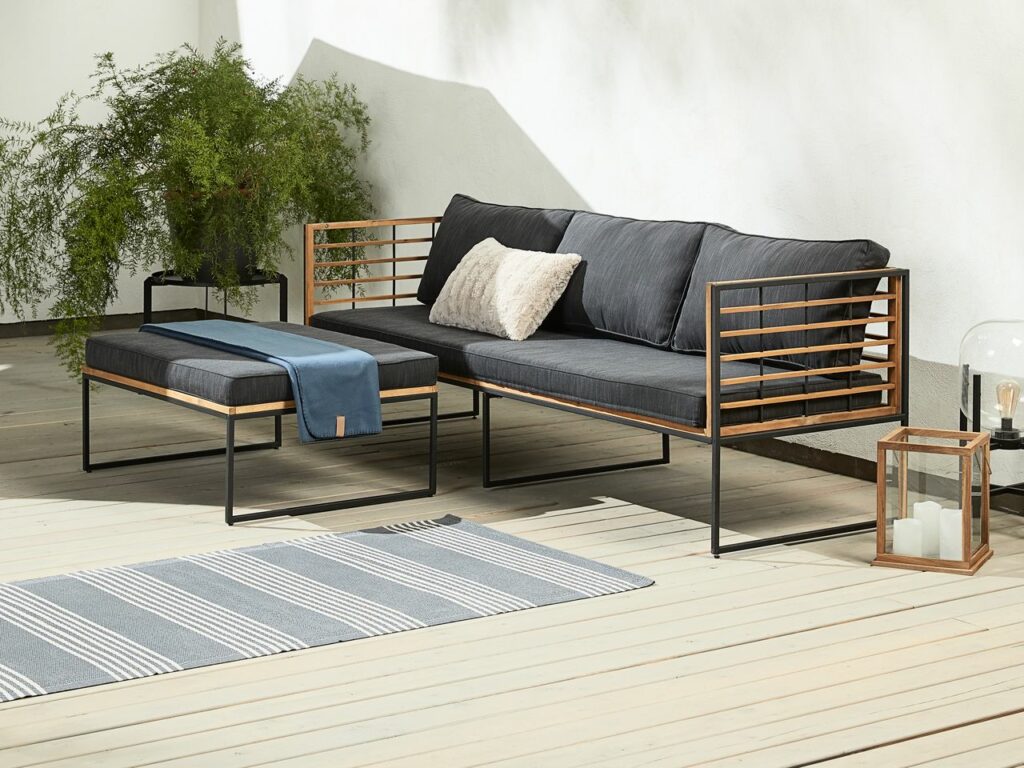 Lounge sofa UGILT w/chaise 3 pers. wood JYSK