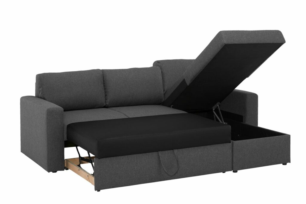 Sofa bed chaise longue MARSLEV dark grey JYSK