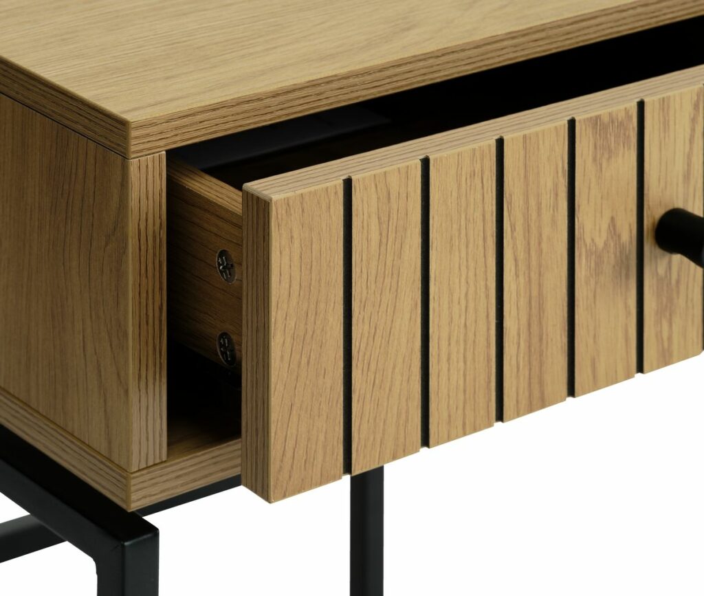 Bedside table HEMDRUP 1 drawer oak color/black JYSK
