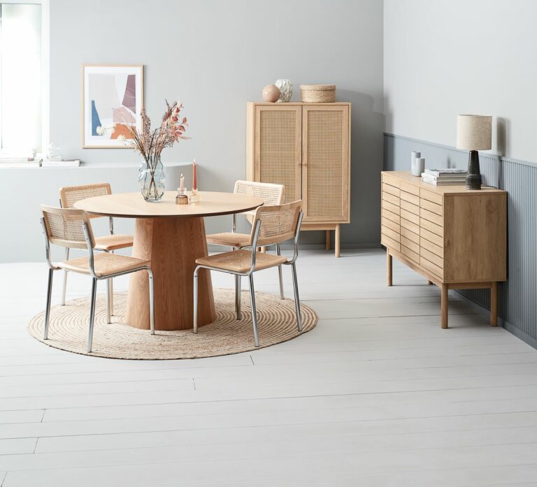 Cabinet HALMSTAD 2 doors polyrattan/oak colour - JYSK