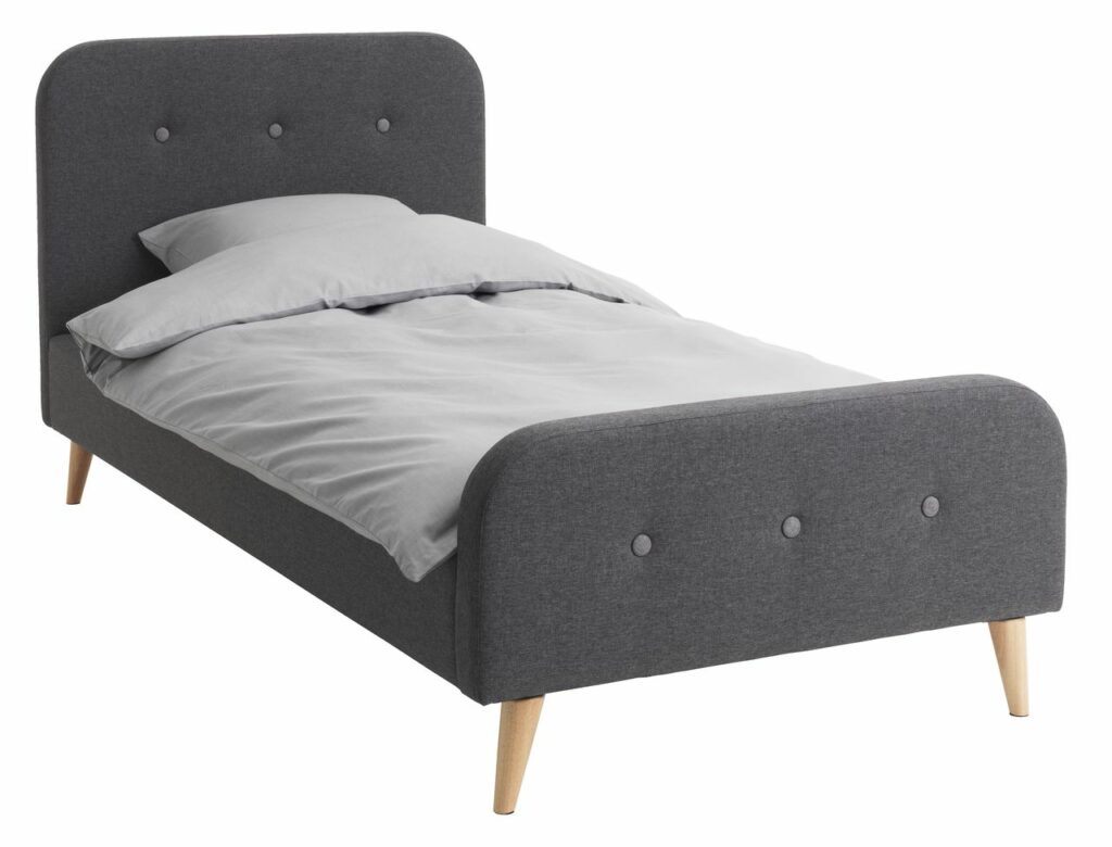 Bed frame KONGSBERG 90x200 grey fabic JYSK