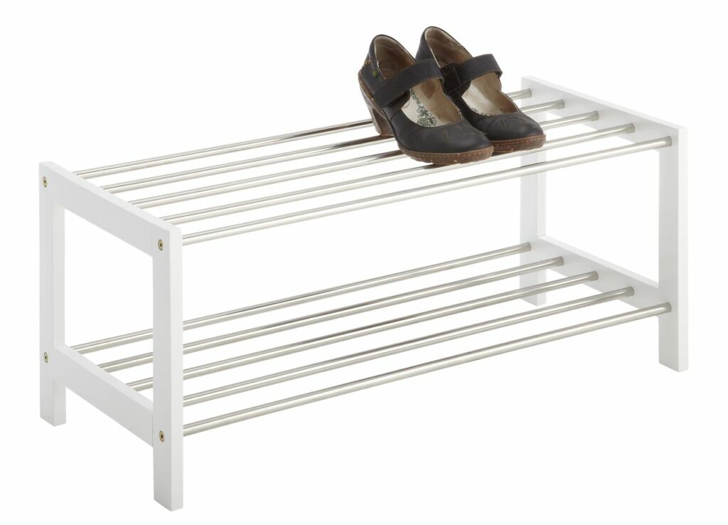 Shoe rack EGESKOV 2 shelves metal/white JYSK