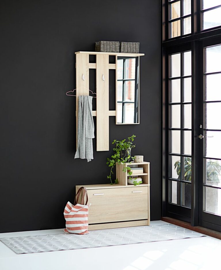 Hallway unit EVETOFTE w/mirror oak JYSK