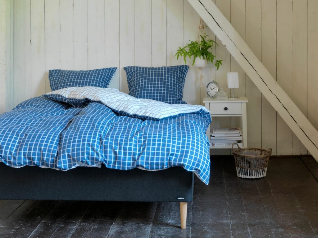 Duvet cover set + sheet KARIN 140x200 white/blue JYSK