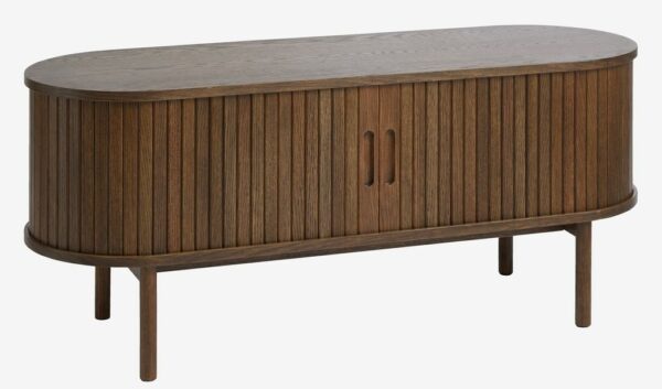 TV bench LYNGVIG 120cm 2 tambour doors dark oak - Image 2