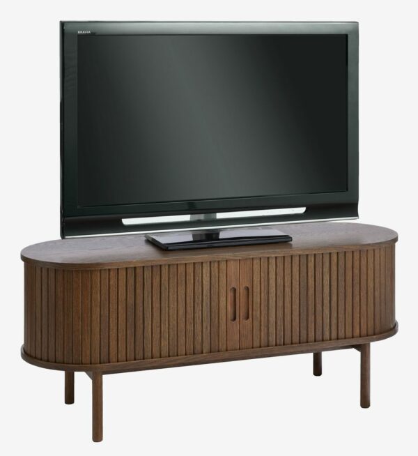 TV bench LYNGVIG 120cm 2 tambour doors dark oak - Image 5