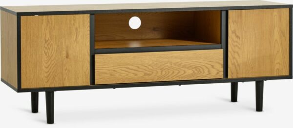 TV bench ODENSE 2 doors 1 drawer oak colour/black - Image 2