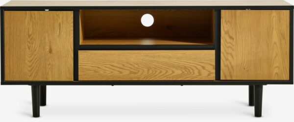 TV bench ODENSE 2 doors 1 drawer oak colour/black - Image 5