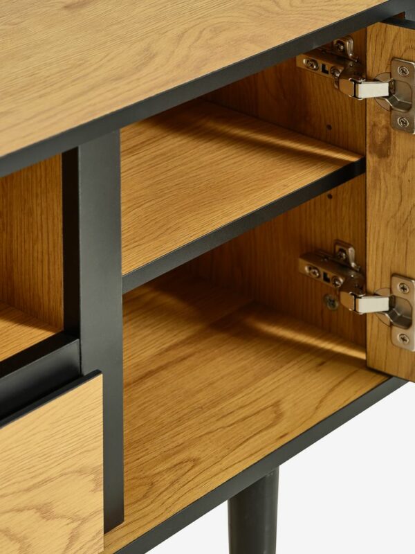 TV bench ODENSE 2 doors 1 drawer oak colour/black - Image 8