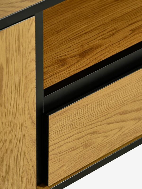TV bench ODENSE 2 doors 1 drawer oak colour/black - Image 6