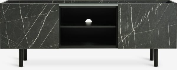 TV bench KRONDAL 2 doors black marble colour - Image 4