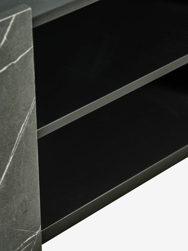 TV bench KRONDAL 2 doors black marble colour - Image 5