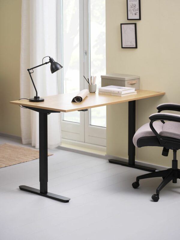 Height adj. desk SVANEKE 70x140 oak colour/black - Image 3