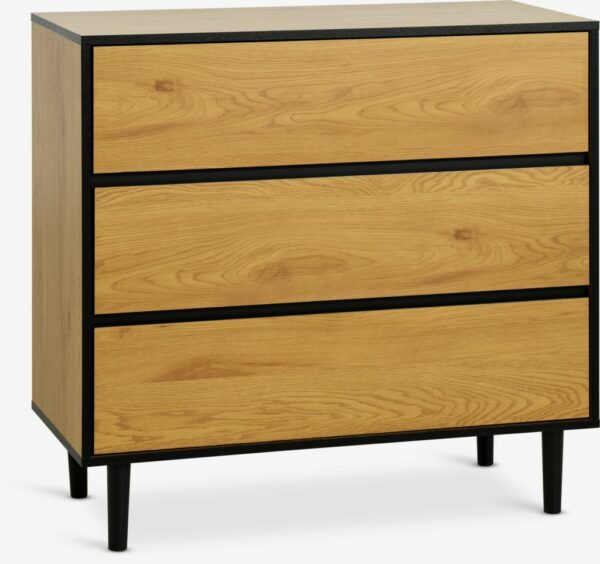 3 drawer chest ODENSE oak colour/black - Image 2