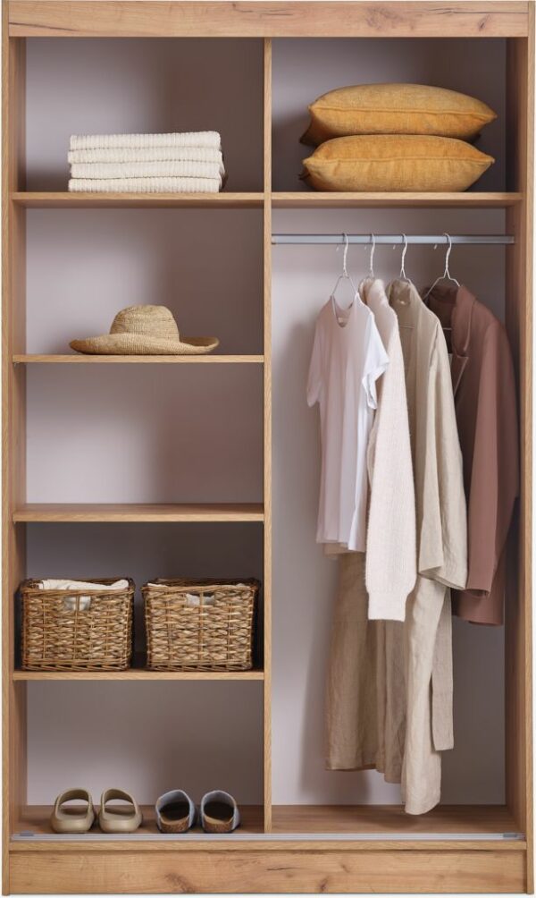 Wardrobe ODDER 120x201 2 sliding doors w/mirror oak - Image 5