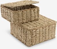 Storage SENNAN w/lid sea grass 2 pcs.