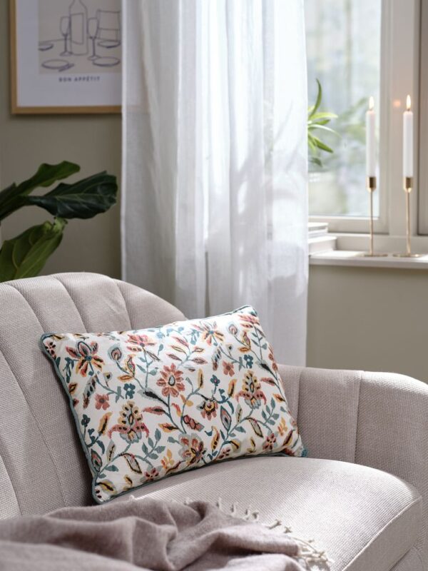Cushion KAMILLE 35x50 white/petrol - Image 3