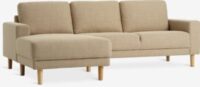 Sofa EGENSE chaise longue sand fabric/oak colour