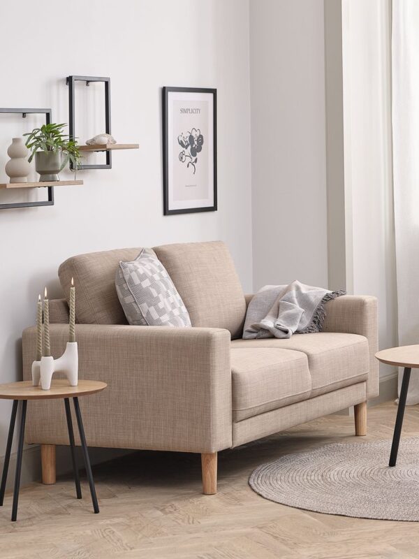 Sofa EGENSE 2 seater sand fabric/oak colour - Image 3