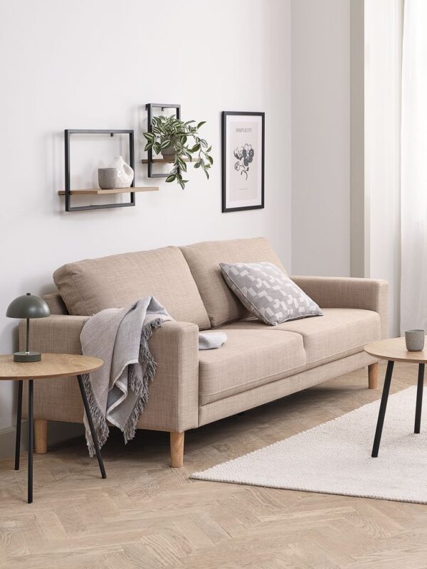 Sofa EGENSE 3 seater sand fabric/oak colour - Image 3