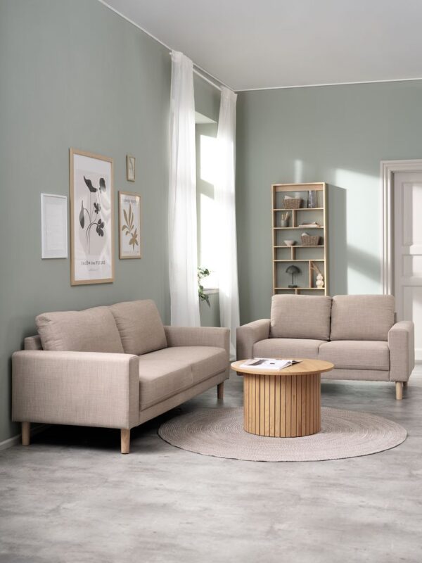 Sofa EGENSE 3 seater sand fabric/oak colour - Image 6