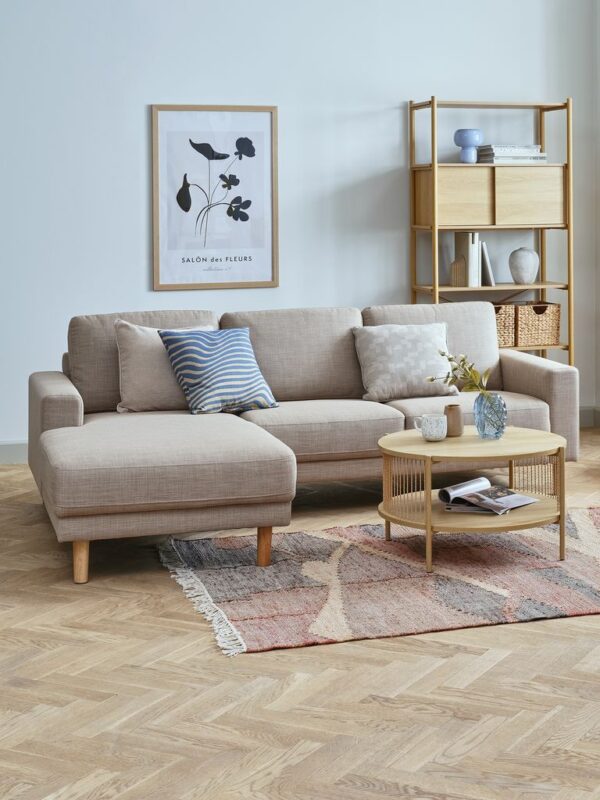 Sofa EGENSE chaise longue sand fabric/oak colour - Image 3