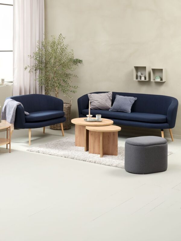 Sofa GISTRUP 3 seater dark blue fabric - Image 6