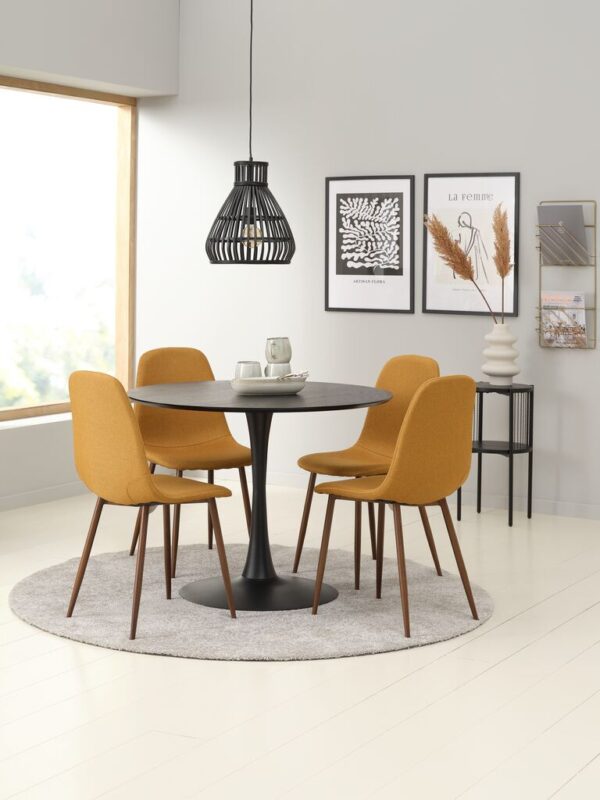 Dining Chair JONSTRUP curry fabric/dark oak color - Image 3