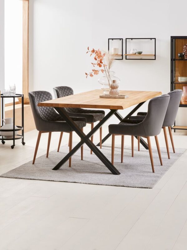 Dining table ROSKILDE/ROSLEV 95x200 natural oak/black - Image 3