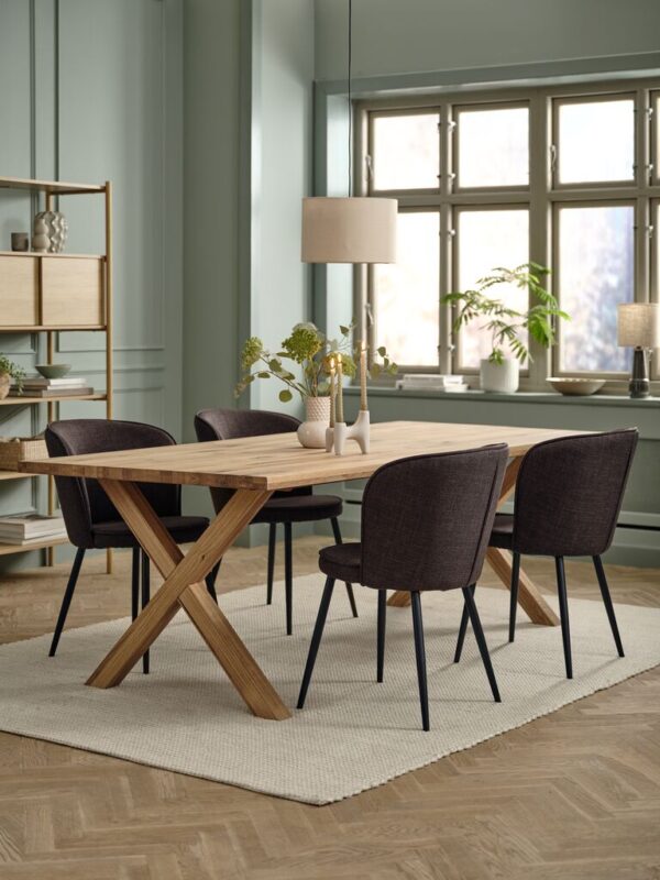 Dining chair RISSKOV dark brown fabric/black - Image 3