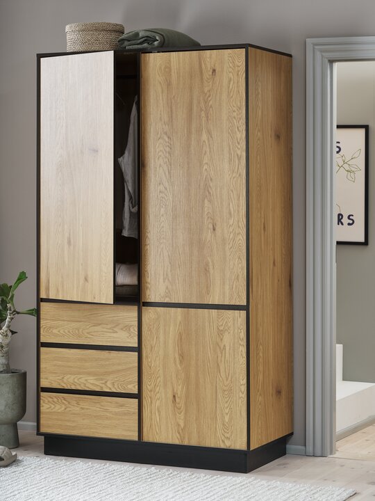 warm oak finish 2 door 3 drawers wardrobe - jysk