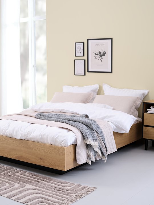 ellinge bed frame storage oak bedroom malta - jysk