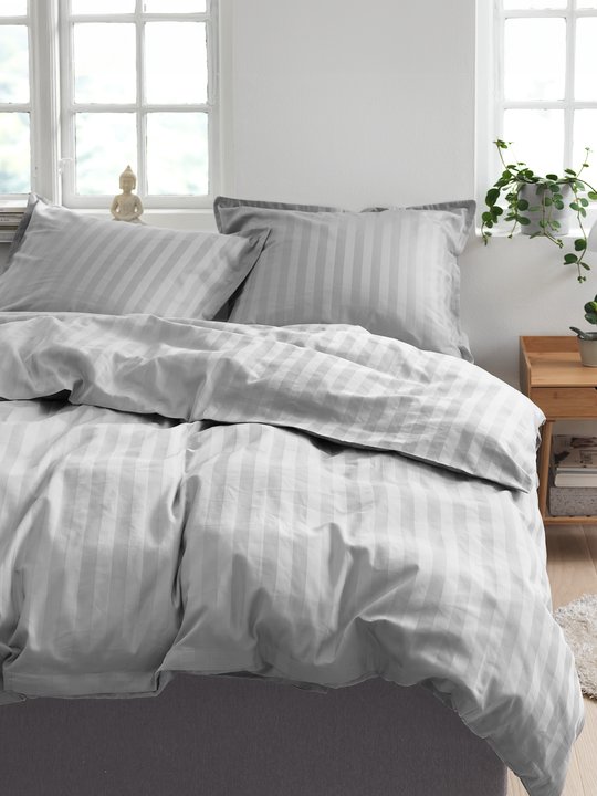 nell duvet cover set elegant line pattern grey basic - jysk