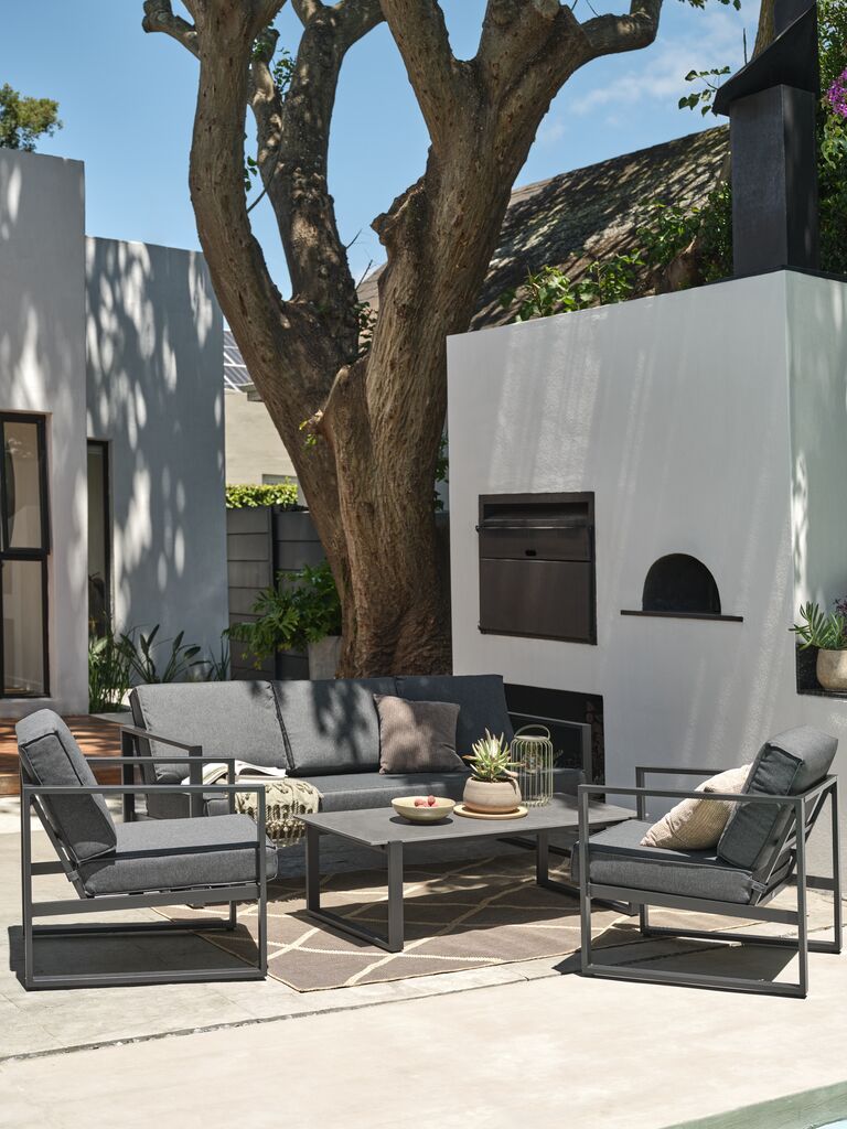 lounge set black outdoor garden 5 person jysk